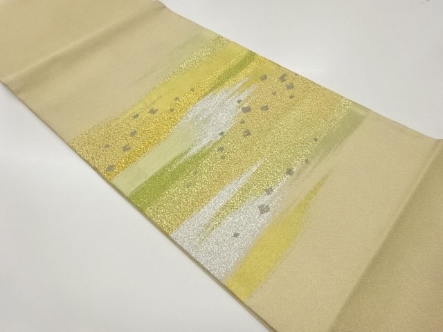 JAPANESE FUKURO OBI / PLATINUM​ FOIL / WOVEN SHIKISHI PATTERN